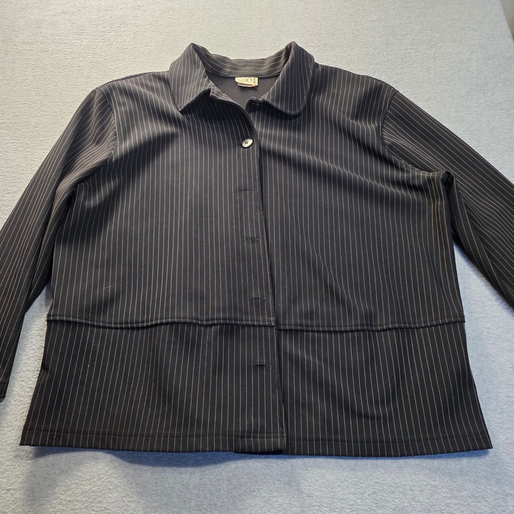 Career Jacket Stretch Blazer Womens 1X Black Pinstripe  Clio II Made USA